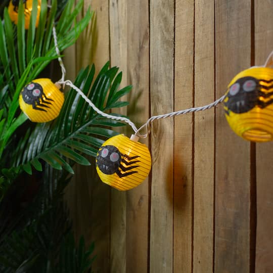 10ct. Yellow & Black Spider Paper Lantern Halloween Lights